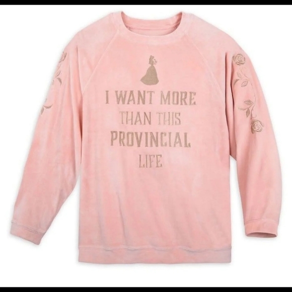 Shop Disney Velour Belle Provincial Life Crewneck Sweatshirt *Read*Full*Notes* - Picture 1 of 11